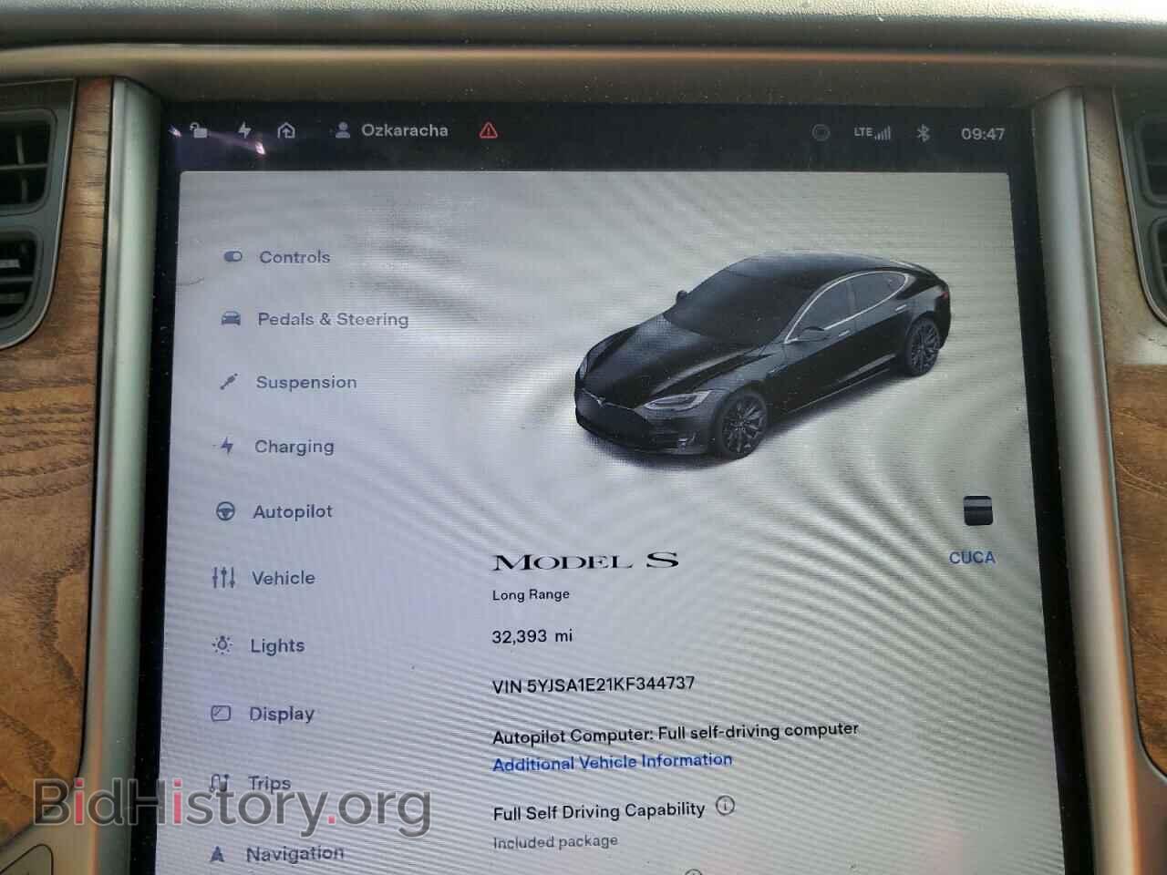 2019 TESLA MODEL S - VIN: 5YJSA1E21KF344737 - Фото 9