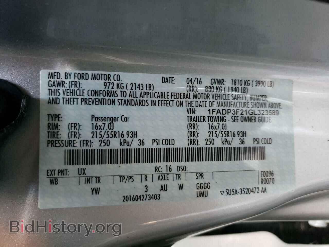 2016 FORD FOCUS - VIN: 1FADP3F21GL323589 - Фото 10