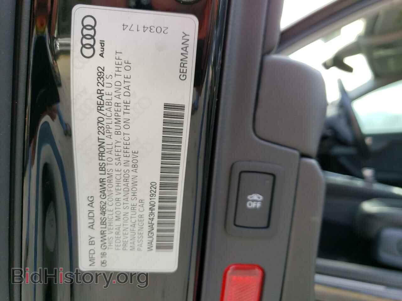 2017 AUDI A4 - VIN: WAUGNAF43HN019220 - Фото 12