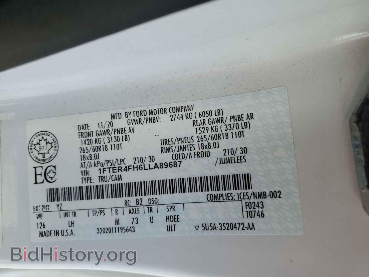 2020 FORD RANGER - VIN: 1FTER4FH6LLA89687 - Фото 12