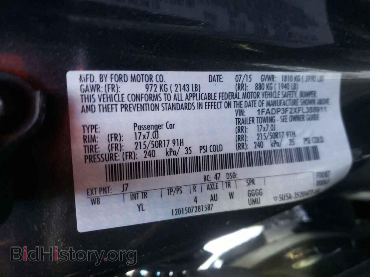 2015 FORD FOCUS - VIN: 1FADP3F2XFL355911 - Фото 10