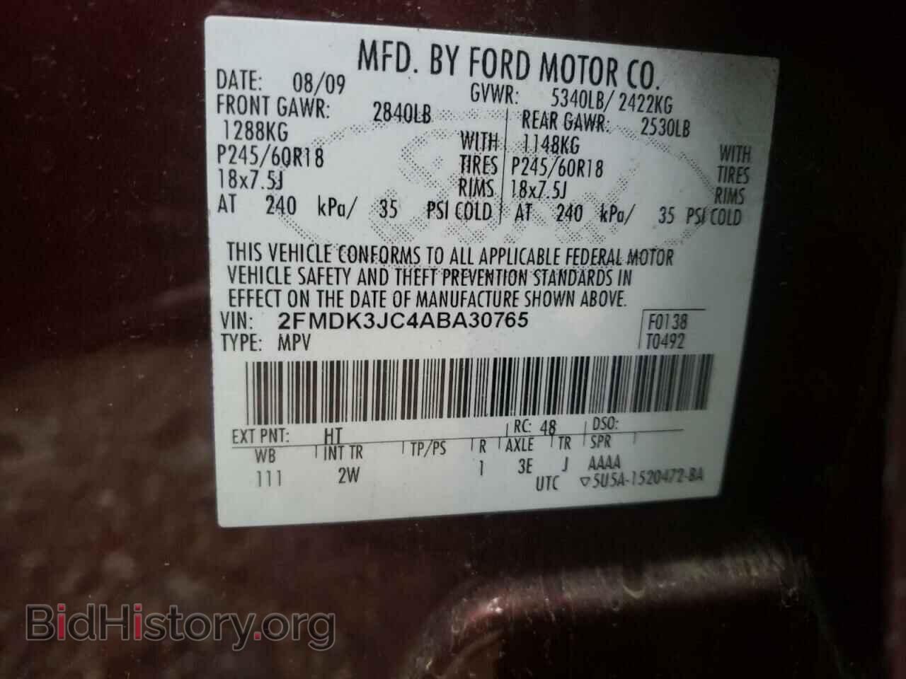 2010 FORD EDGE - VIN: 2FMDK3JC4ABA30765 - Photo 10