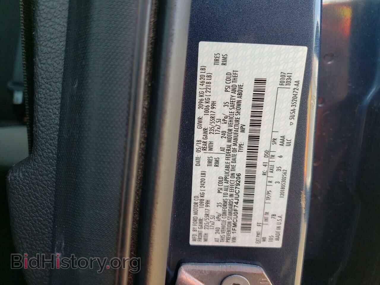 2018 FORD ESCAPE - VIN: 1FMCU0F74JUC79206 - Фото 13