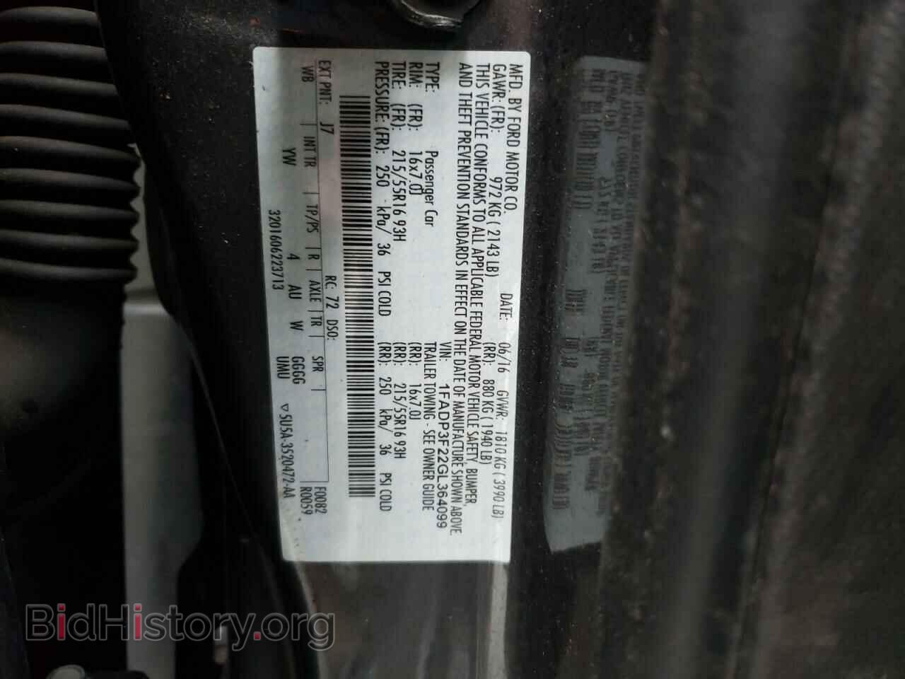 2016 FORD FOCUS - VIN: 1FADP3F22GL364099 - Фото 10