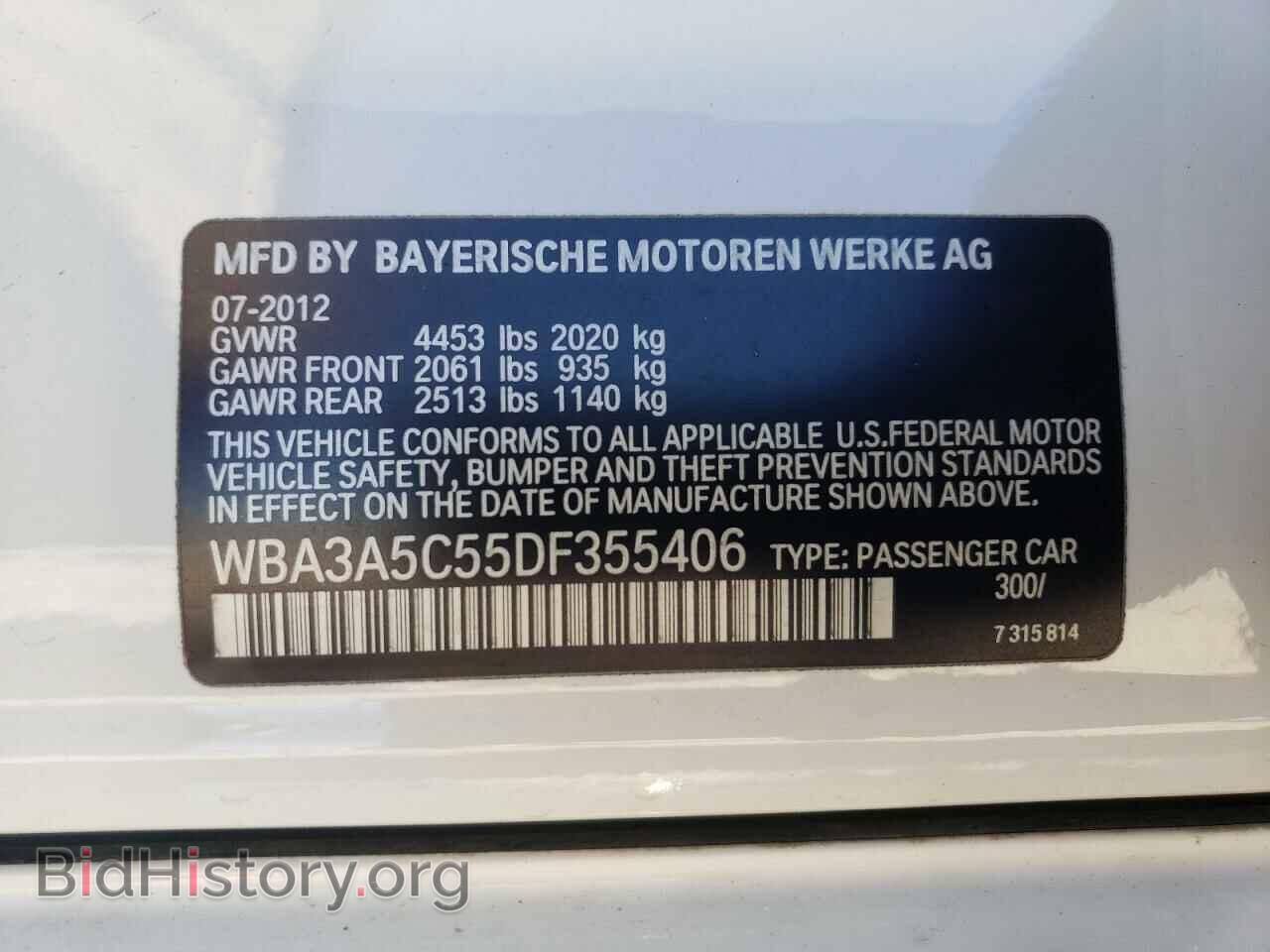 2013 BMW 3 SERIES - VIN: WBA3A5C55DF355406 - Фото 10