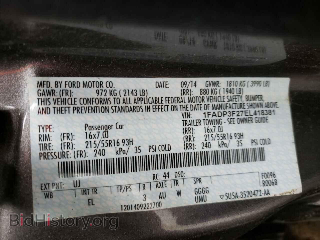 2014 FORD FOCUS - VIN: 1FADP3F27EL418381 - Фото 10