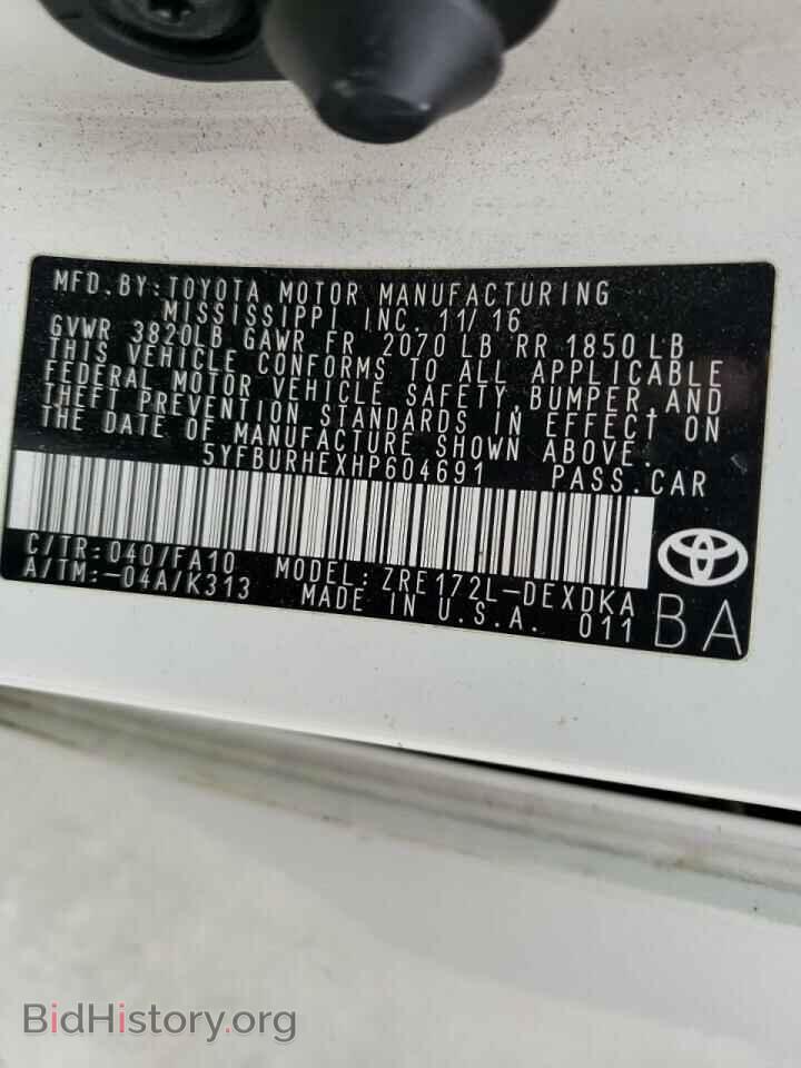 2017 TOYOTA COROLLA - VIN: 5YFBURHEXHP604691 - Фото 10