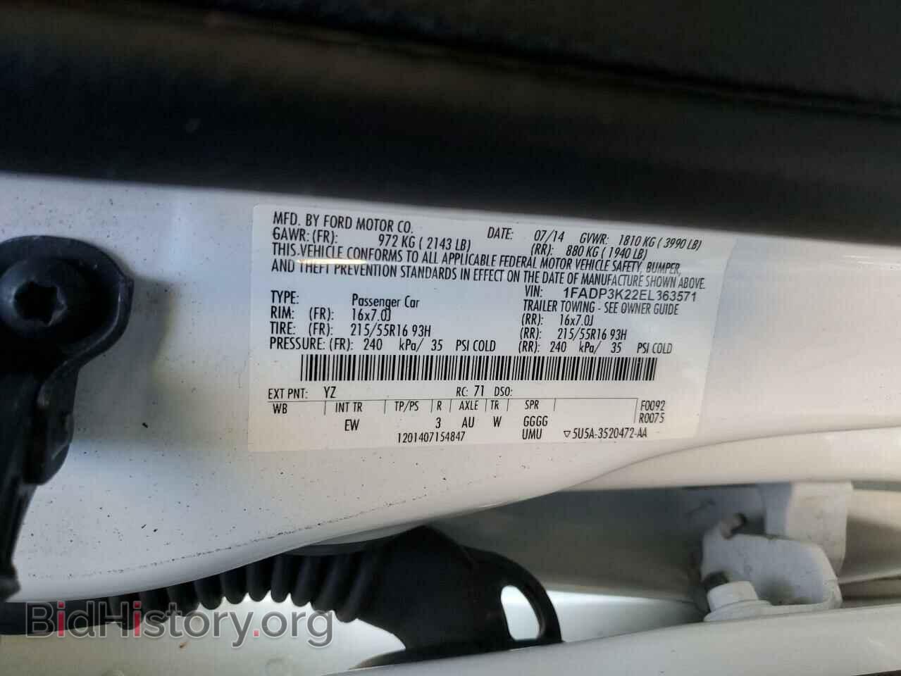 2014 FORD FOCUS - VIN: 1FADP3K22EL363571 - Фото 13