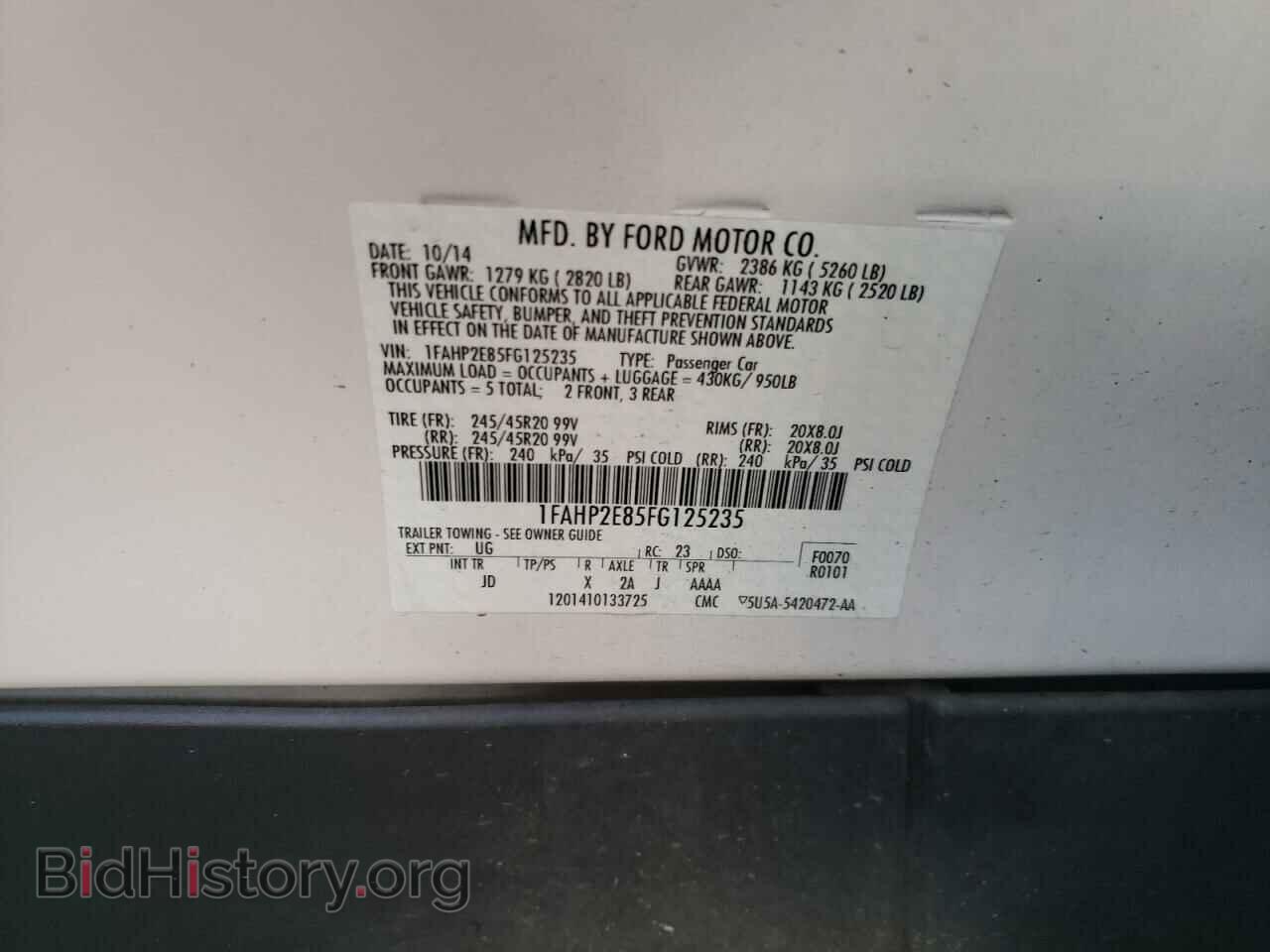 2015 FORD TAURUS - VIN: 1FAHP2E85FG125235 - Photo 10