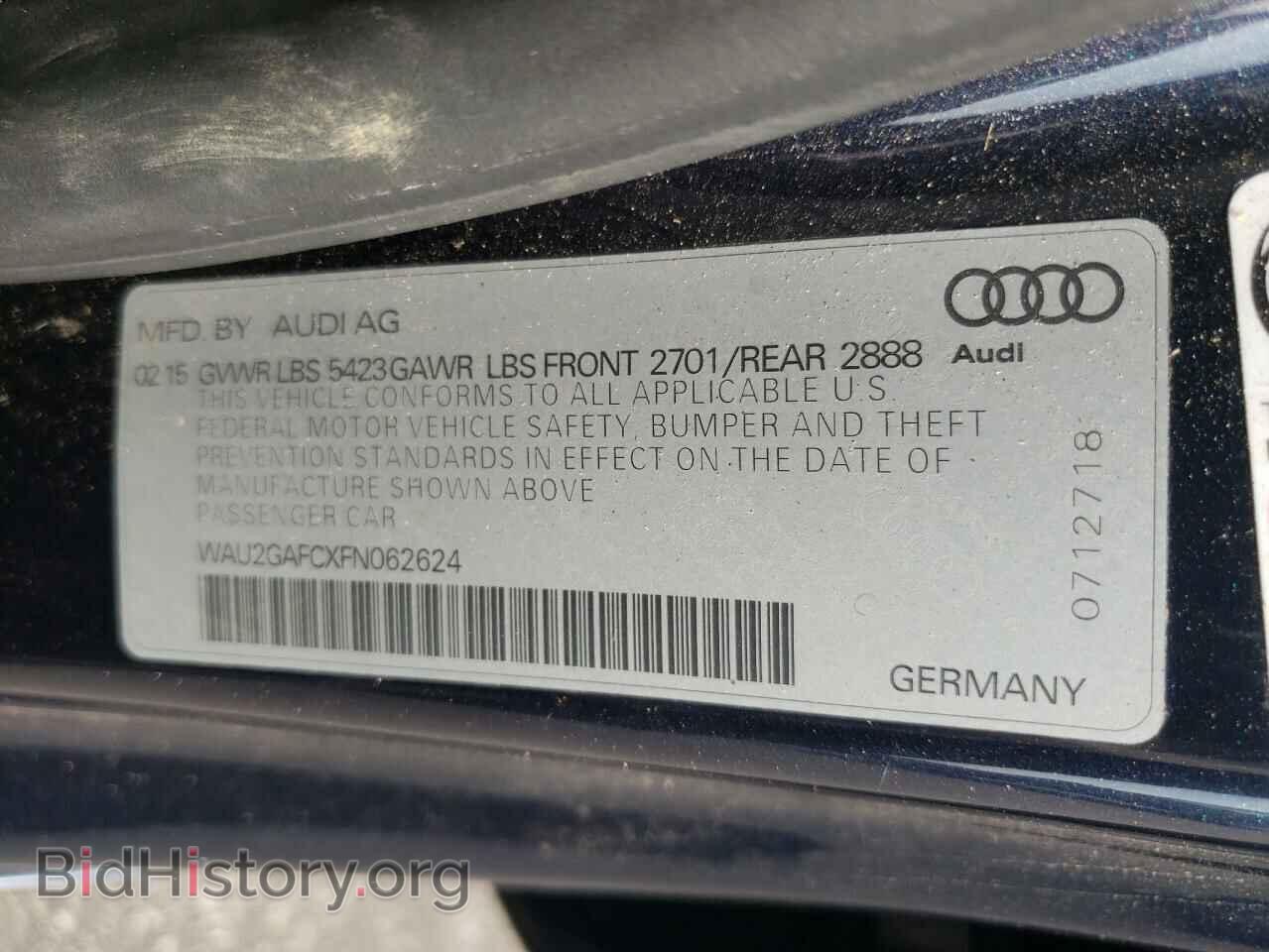 2015 AUDI A7 - VIN: WAU2GAFCXFN062624 - Фото 12