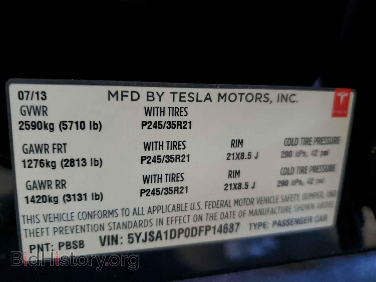 2013 TESLA MODEL S - VIN: 5YJSA1DP0DFP14687 - Photo 13