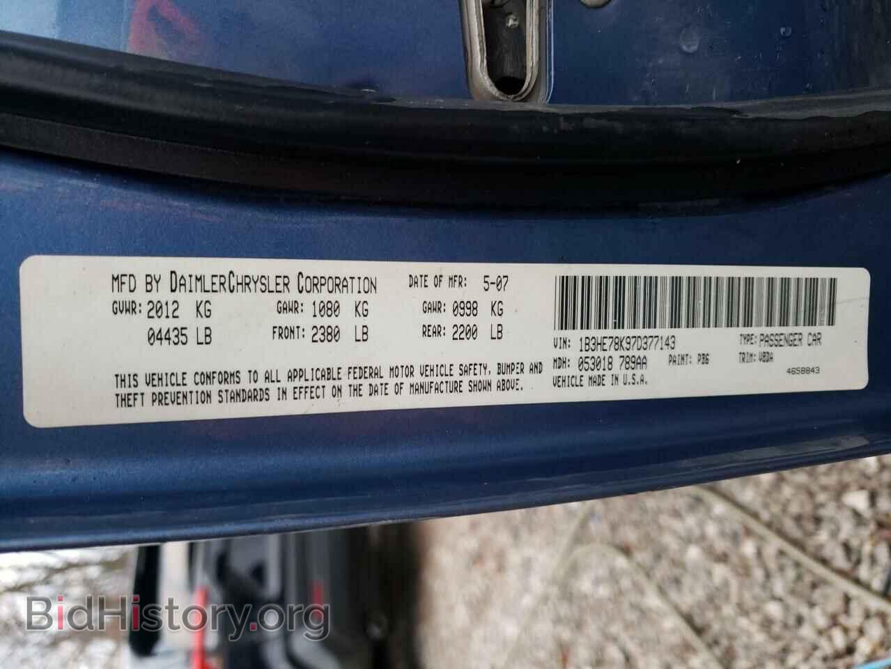2007 DODGE CALIBER - VIN: 1B3HE78K97D377143 - Фото 10