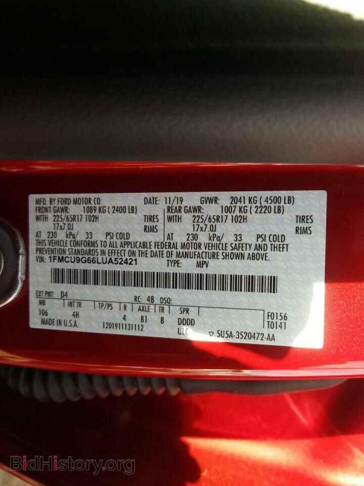 2020 FORD ESCAPE - VIN: 1FMCU9G66LUA52421 - Фото 10