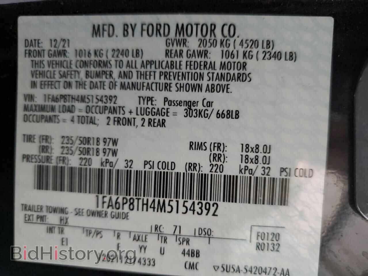 2021 FORD ALL Models - VIN: 1FA6P8TH4M5154392 - Photo 12