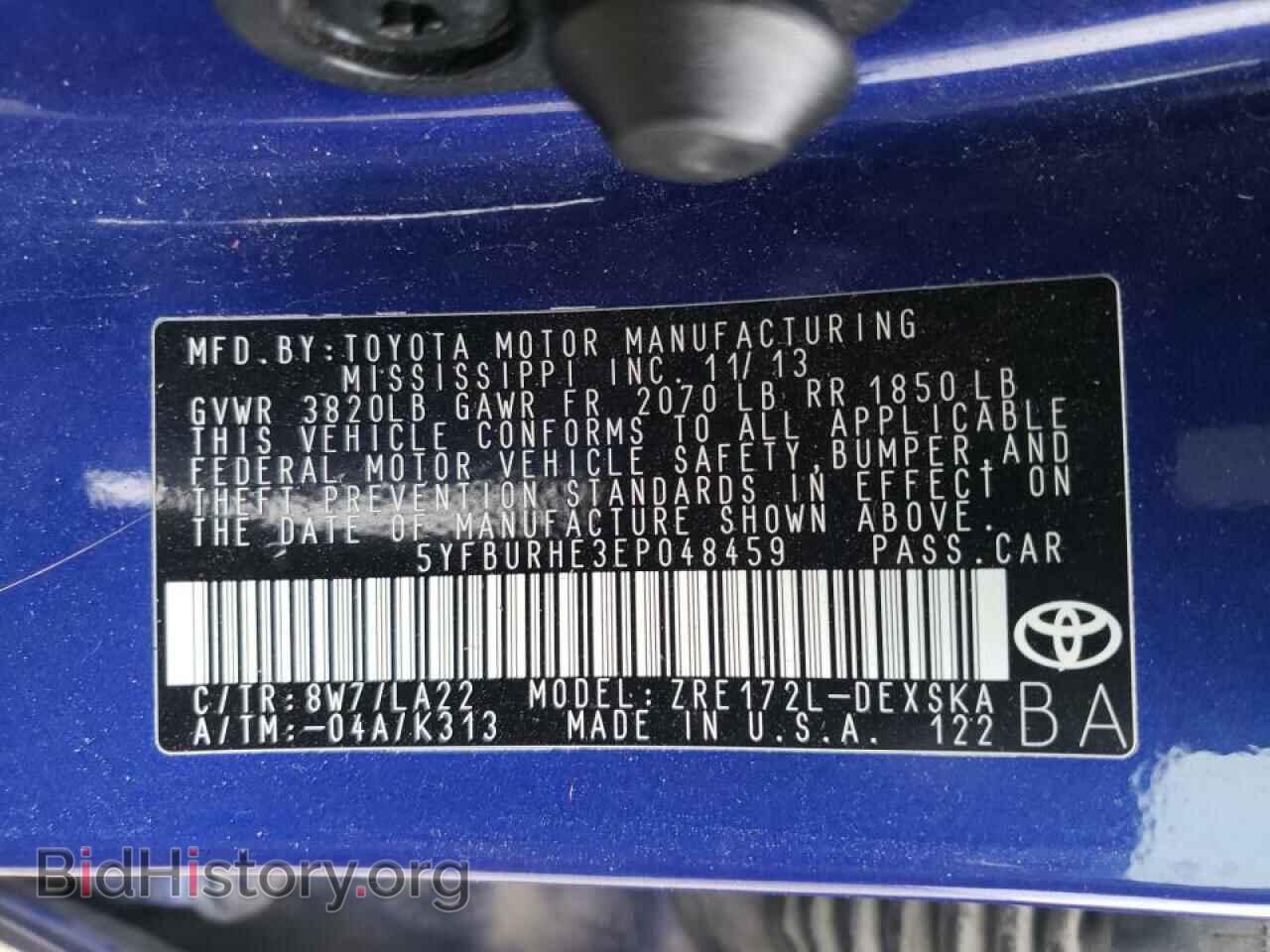 2014 TOYOTA COROLLA - VIN: 5YFBURHE3EP048459 - Фото 10