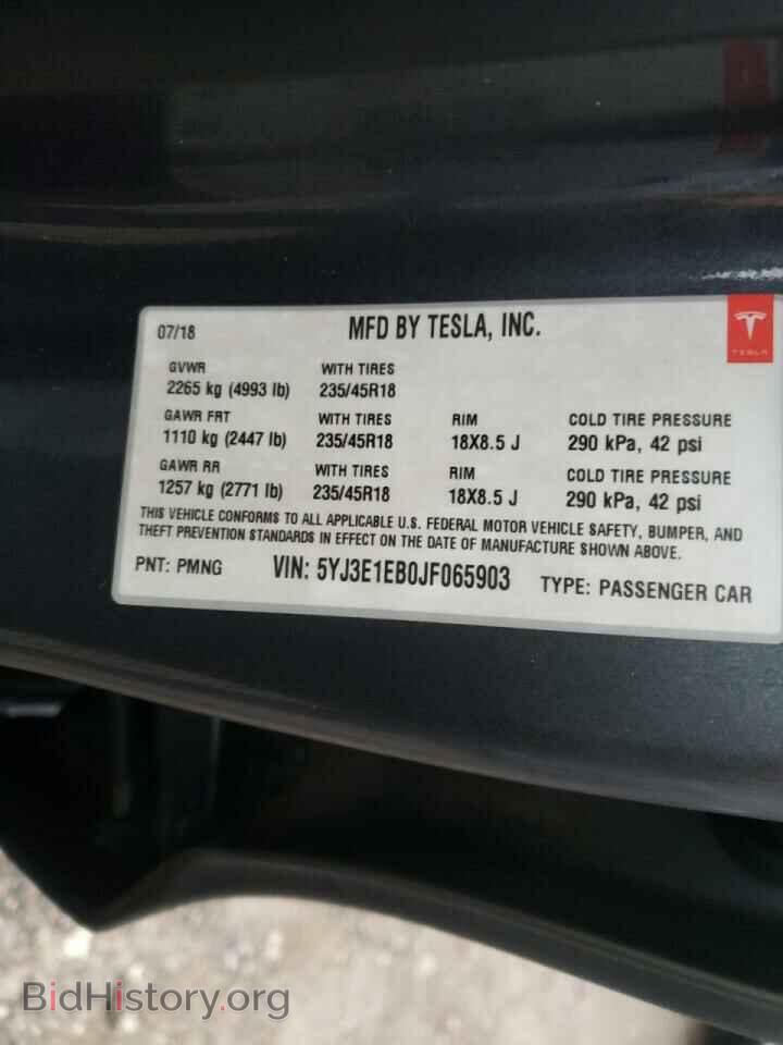 2018 TESLA MODEL 3 - VIN: 5YJ3E1EB0JF065903 - Photo 10