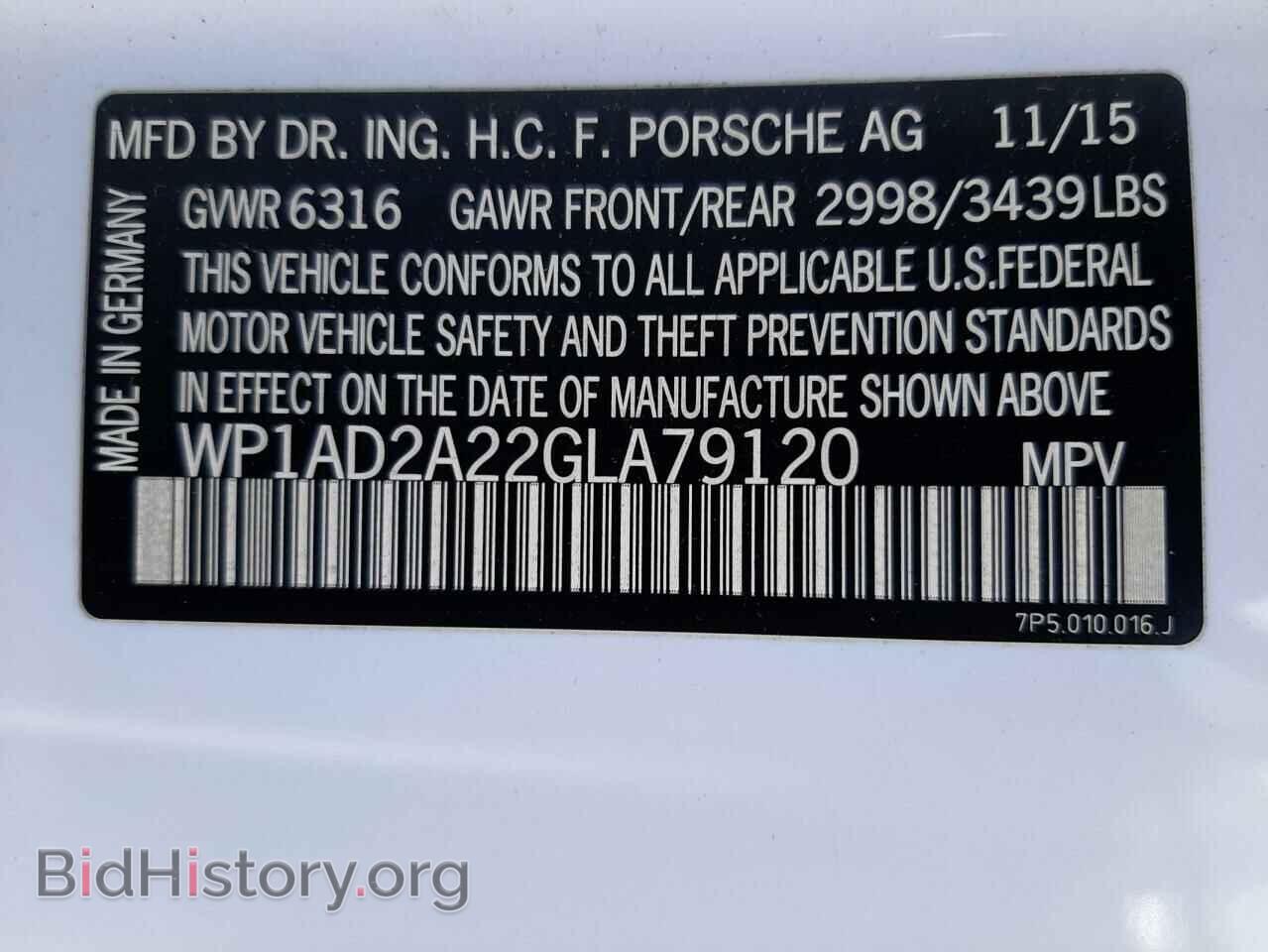 2016 PORSCHE CAYENNE - VIN: WP1AD2A22GLA79120 - Фото 10
