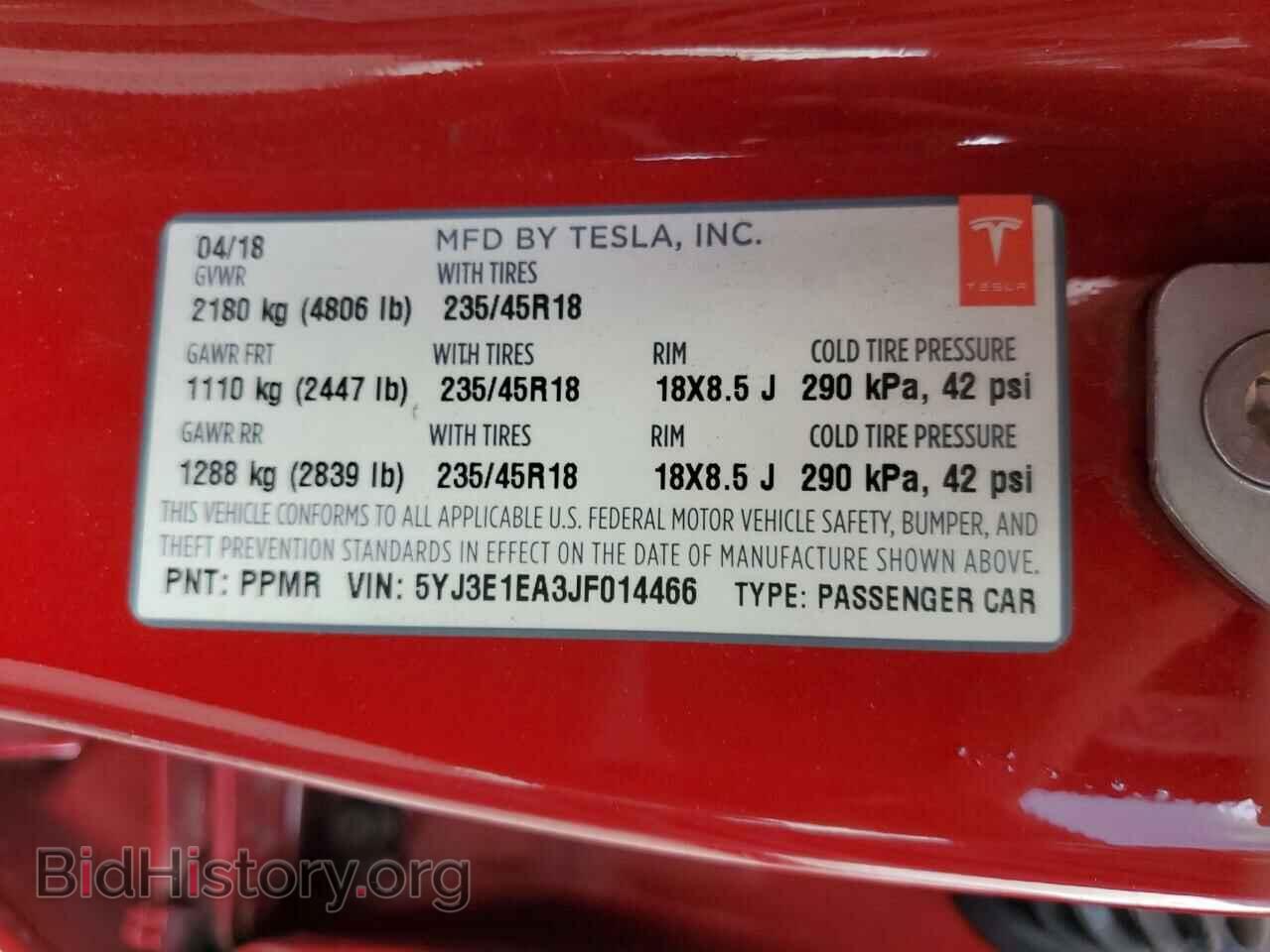 2018 TESLA MODEL 3 - VIN: 5YJ3E1EA3JF014466 - Фото 12