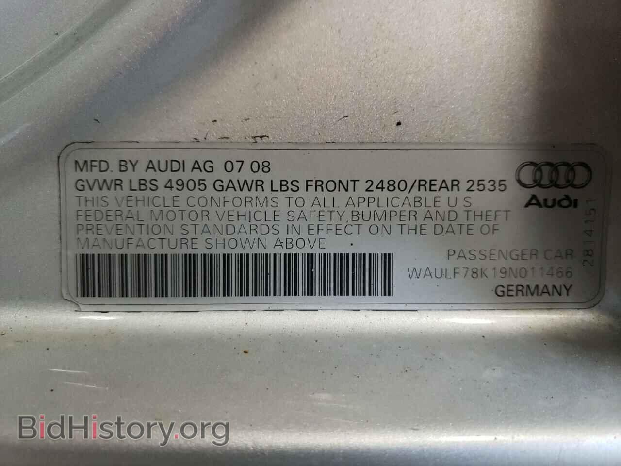 2009 AUDI A4 - VIN: WAULF78K19N011466 - Фото 12