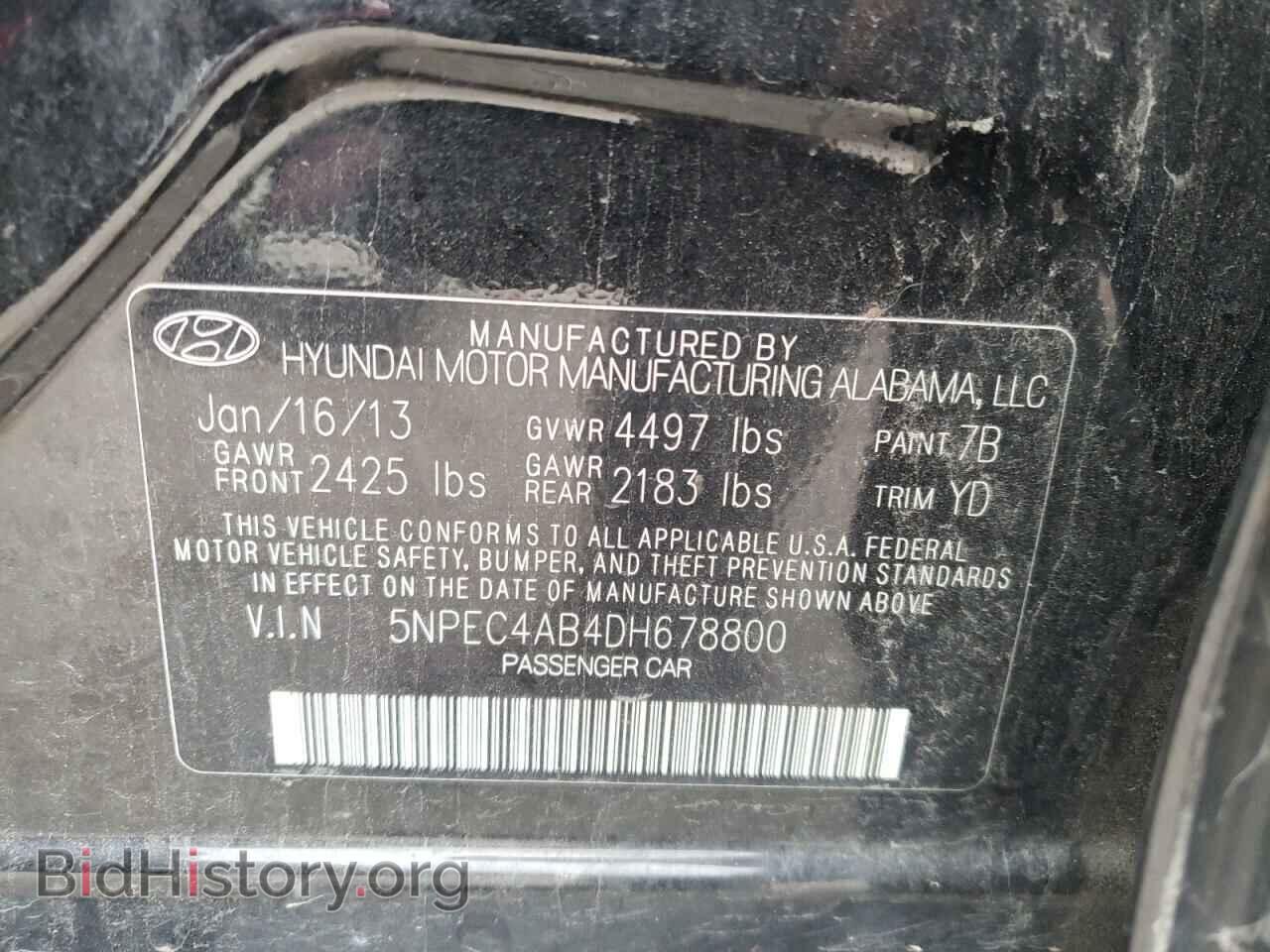2013 HYUNDAI SONATA - VIN: 5NPEC4AB4DH678800 - Фото 10