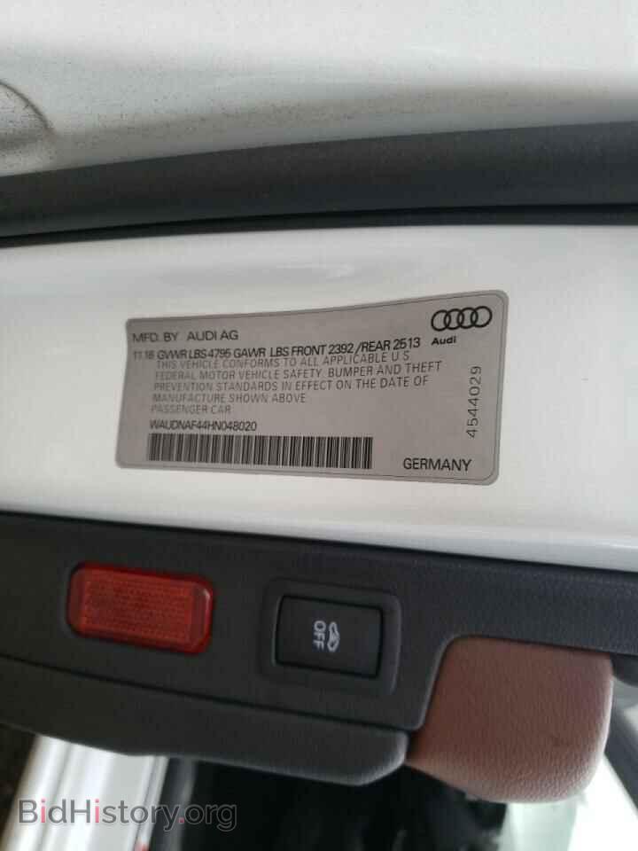 2017 AUDI A4 - VIN: WAUDNAF44HN048020 - Фото 10