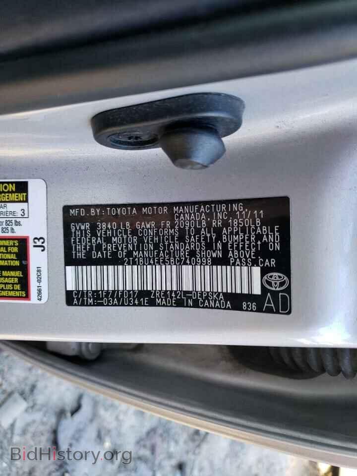 2011 TOYOTA COROLLA - VIN: 2T1BU4EE5BC740998 - Фото 10