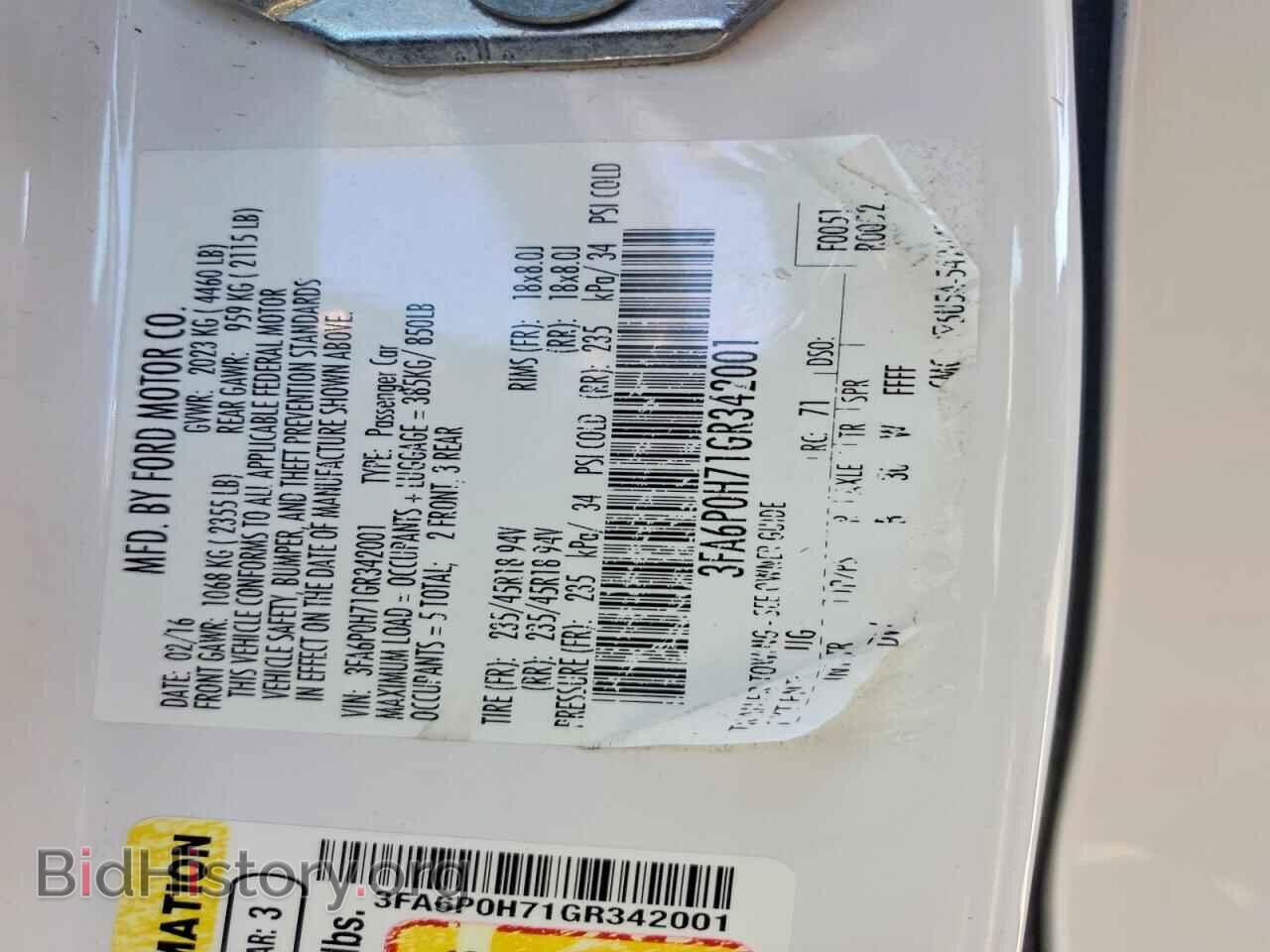 2016 FORD FUSION - VIN: 3FA6P0H71GR342001 - Фото 12