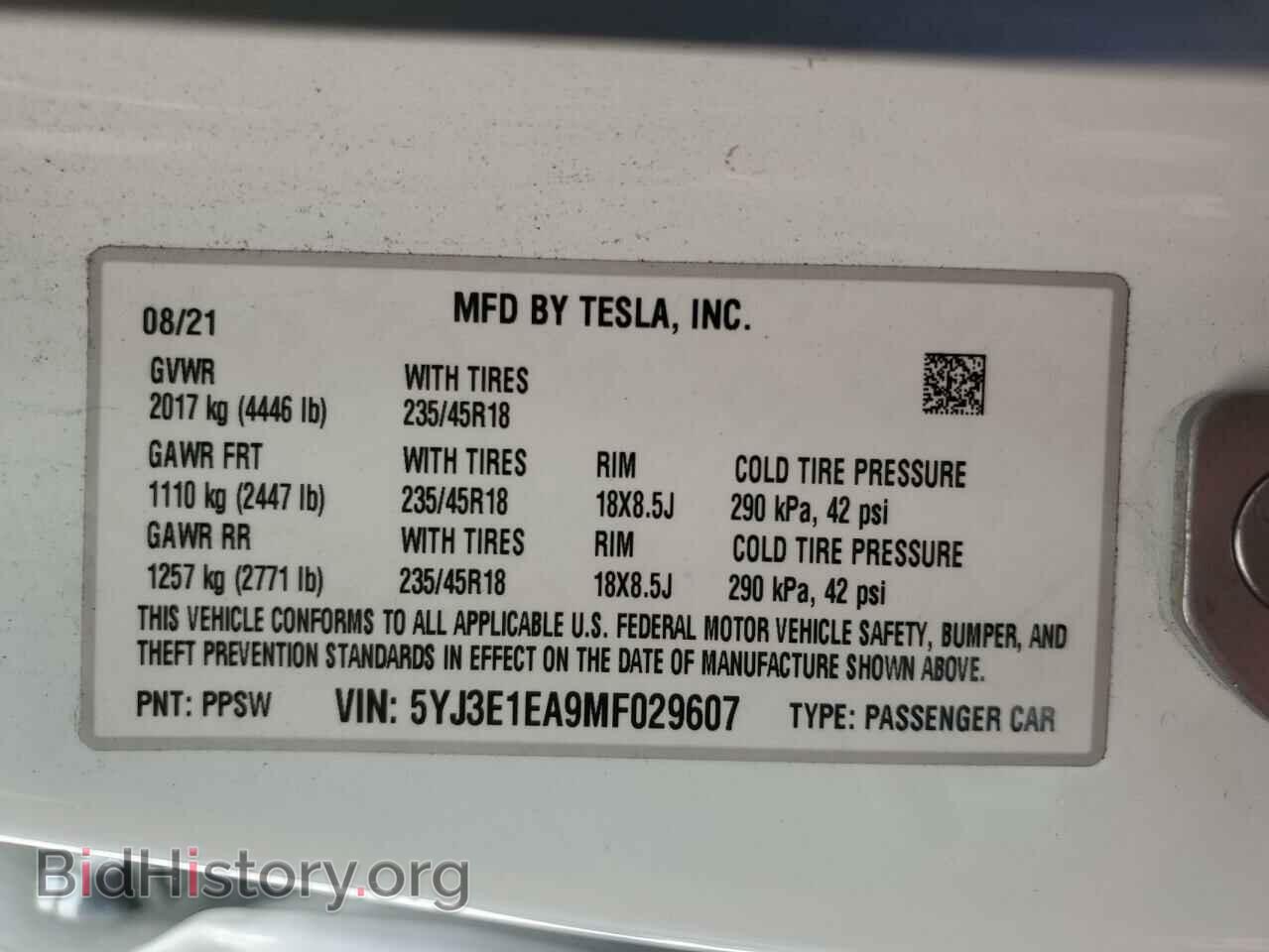 2021 TESLA MODEL 3 - VIN: 5YJ3E1EA9MF029607 - Photo 12