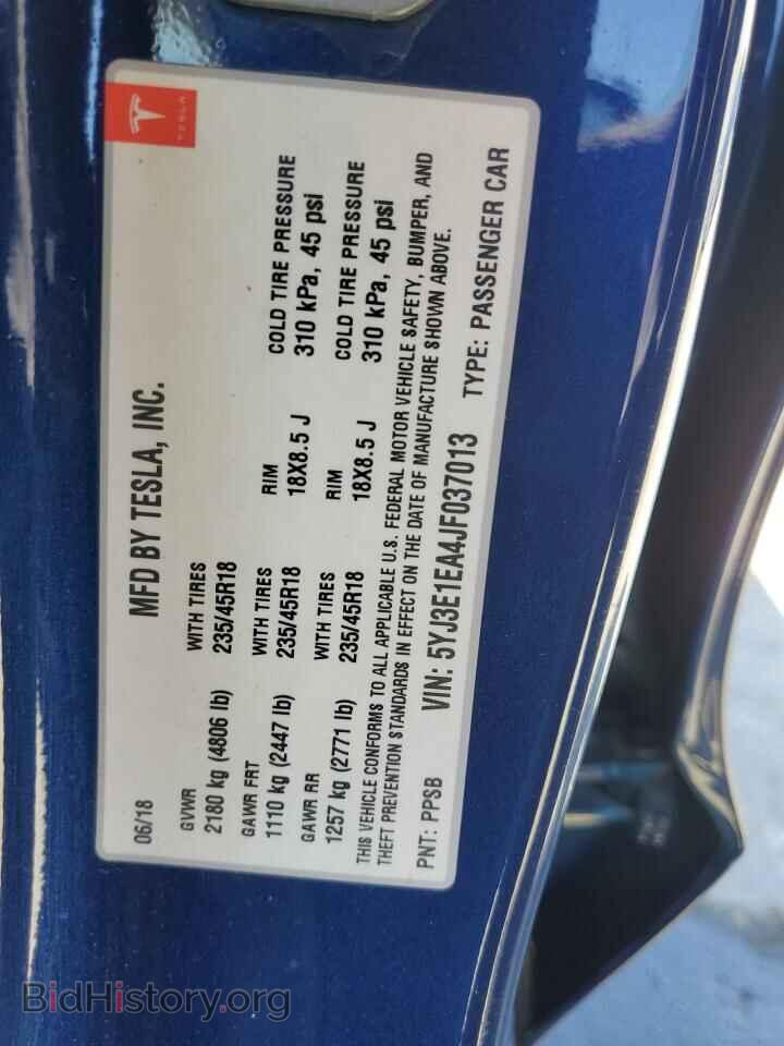 2018 TESLA MODEL 3 - VIN: 5YJ3E1EA4JF037013 - Фото 12