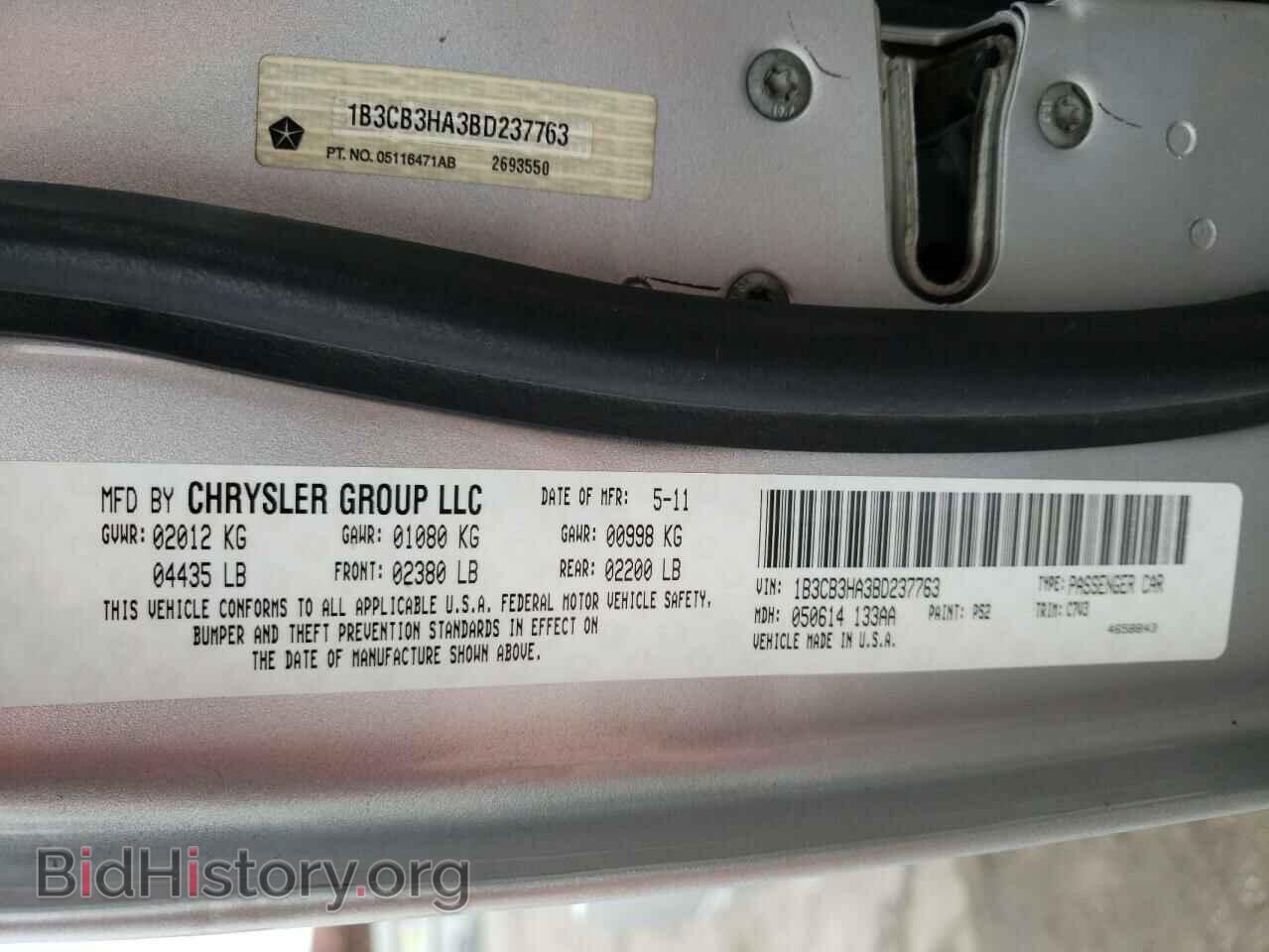 2011 DODGE CALIBER - VIN: 1B3CB3HA3BD237763 - Photo 10
