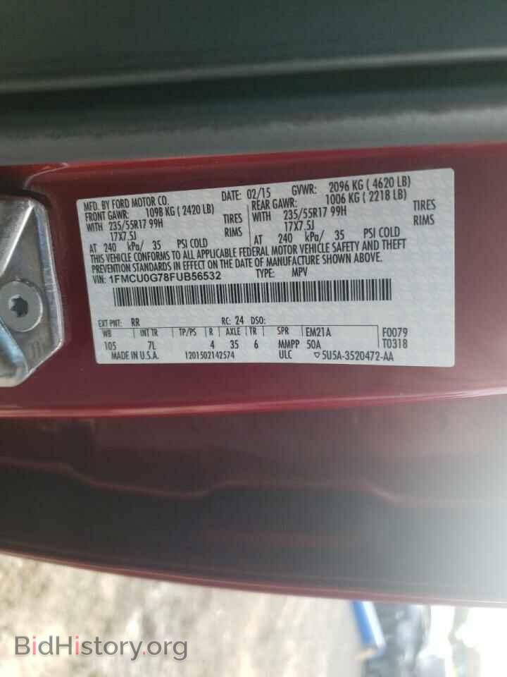 2015 FORD ESCAPE - VIN: 1FMCU0G78FUB56532 - Фото 10