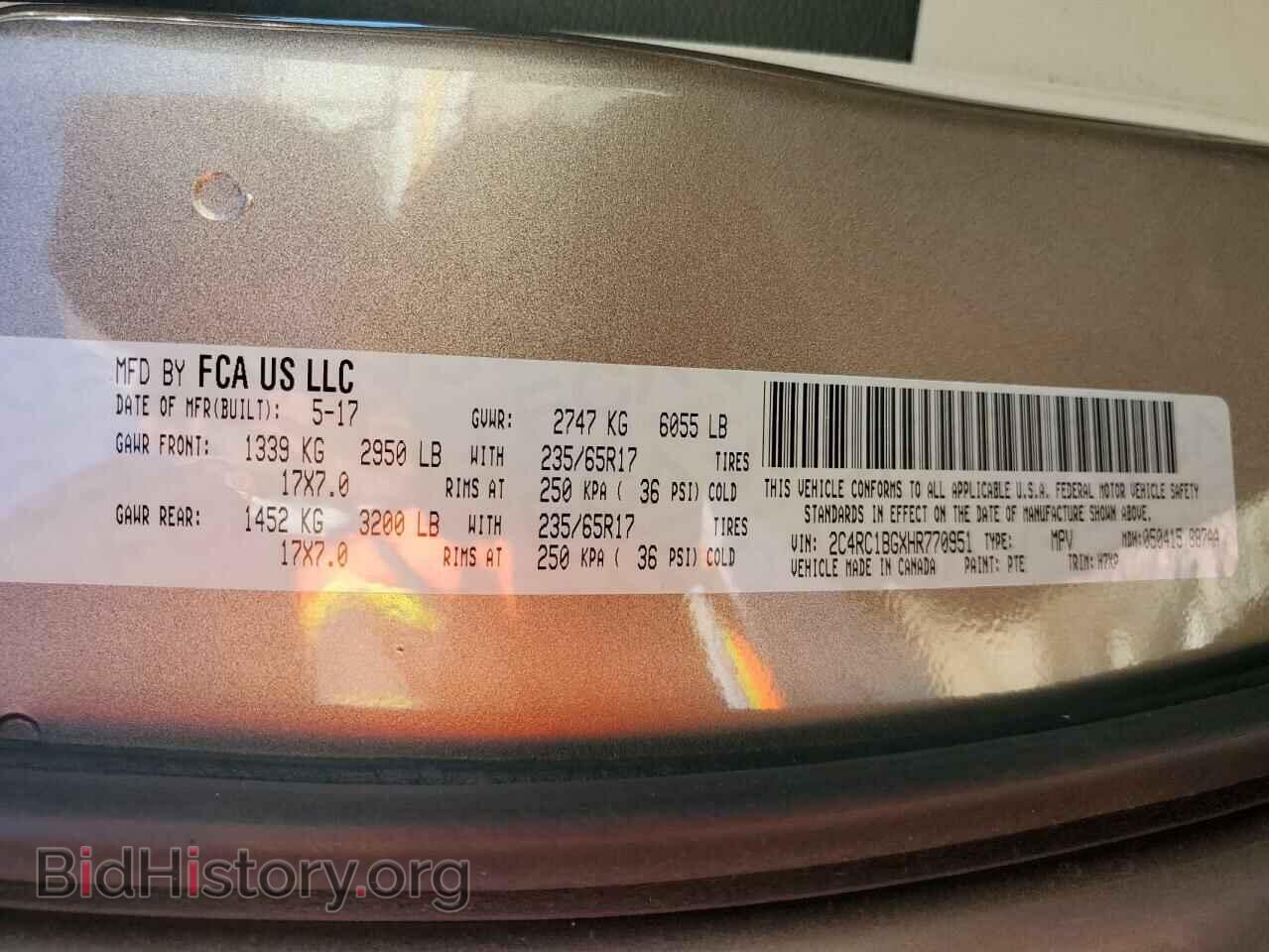 2017 CHRYSLER PACIFICA - VIN: 2C4RC1BGXHR770951 - Photo 13