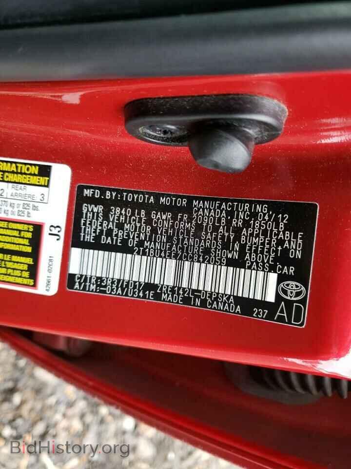 2012 TOYOTA COROLLA - VIN: 2T1BU4EE7CC842059 - Фото 10