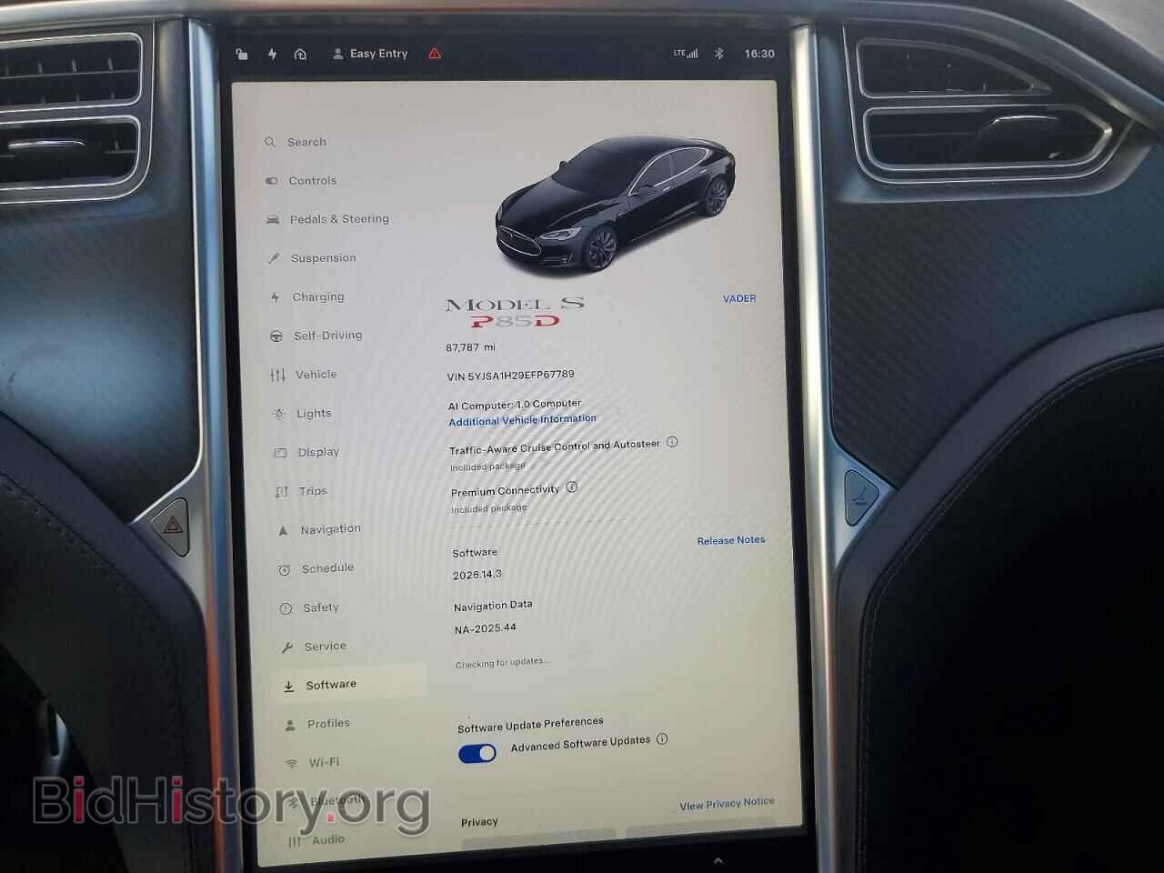 2014 TESLA MODEL S - VIN: 5YJSA1H29EFP67789 - Photo 9