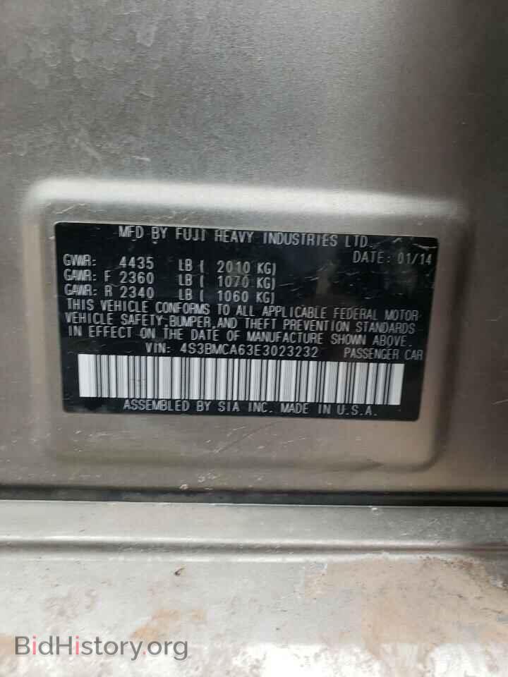 2014 SUBARU LEGACY - VIN: 4S3BMCA63E3023232 - Фото 10
