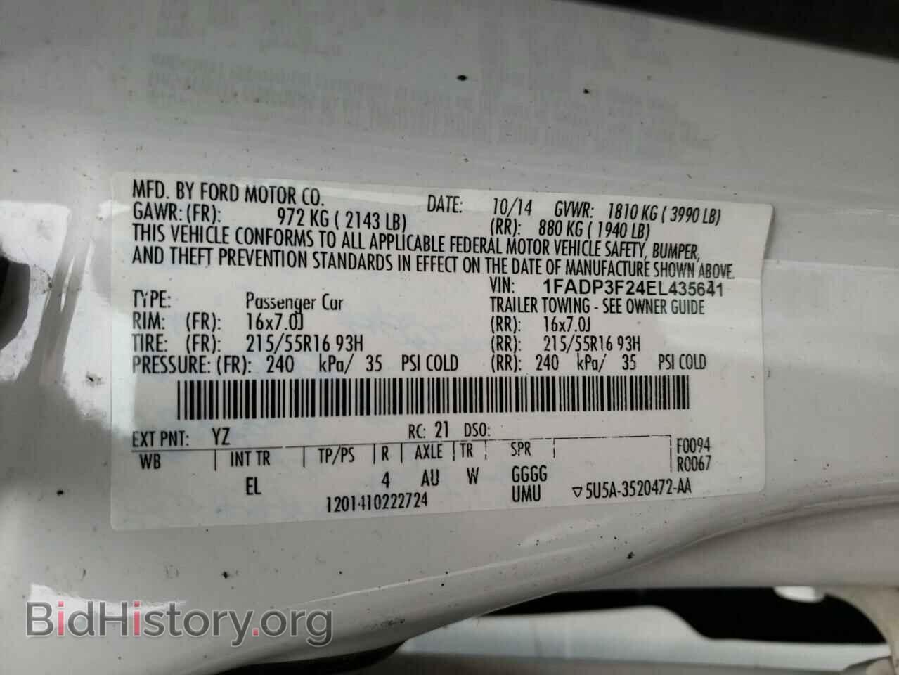2014 FORD FOCUS - VIN: 1FADP3F24EL435641 - Фото 10