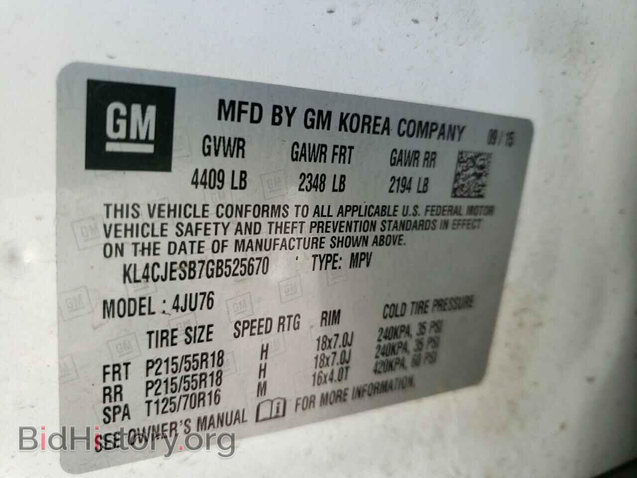 2016 BUICK ENCORE - VIN: KL4CJESB7GB525670 - Фото 10