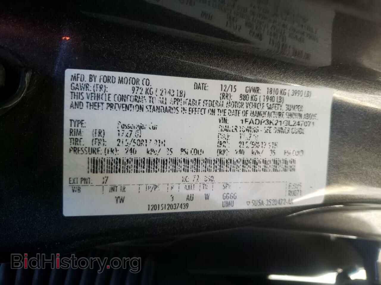 2016 FORD FOCUS - VIN: 1FADP3K21GL247071 - Фото 10