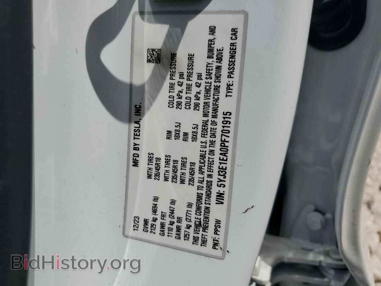 2023 TESLA MODEL 3 - VIN: 5YJ3E1EA0PF701915 - Photo 12
