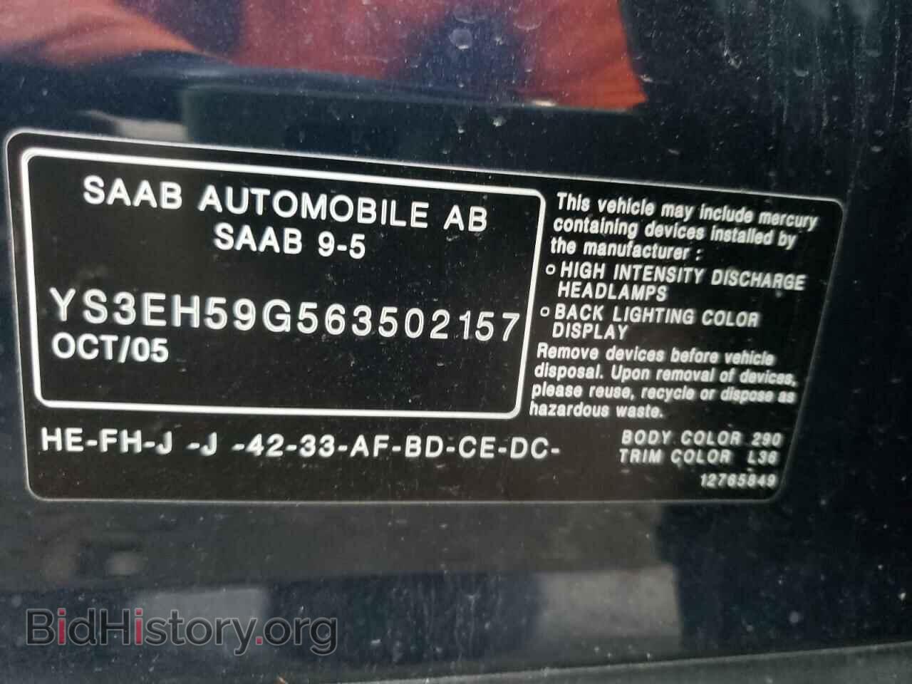 2006 SAAB 9 5 - VIN: YS3EH59G563502157 - Фото 10
