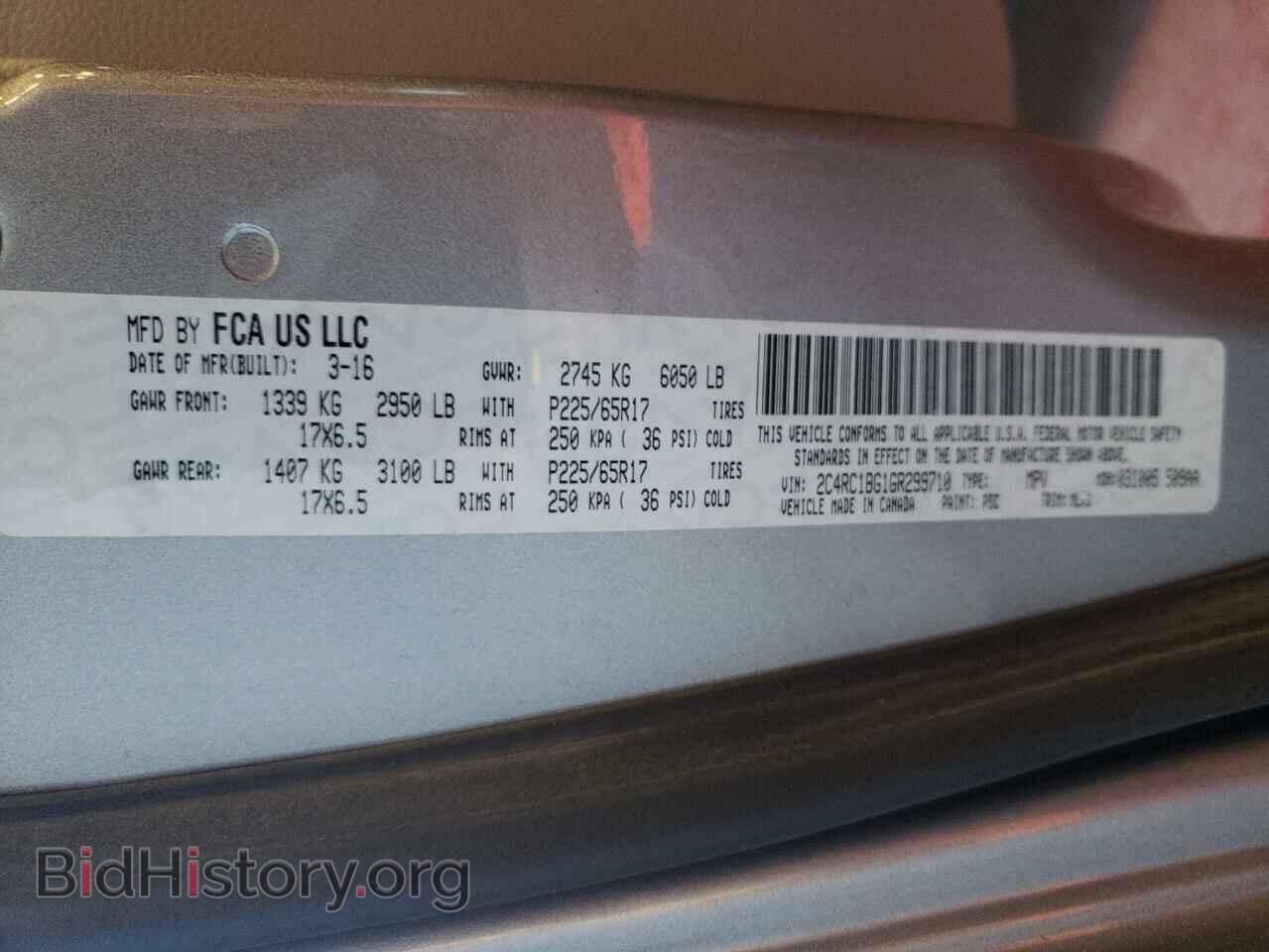 2016 CHRYSLER MINIVAN - VIN: 2C4RC1BG1GR299710 - Photo 10