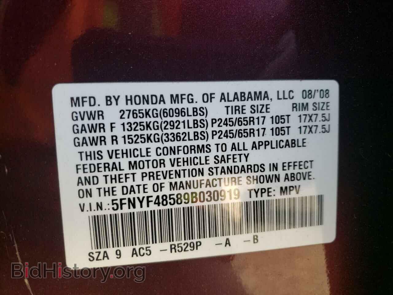 2009 HONDA PILOT - VIN: 5FNYF48589B030919 - Фото 10