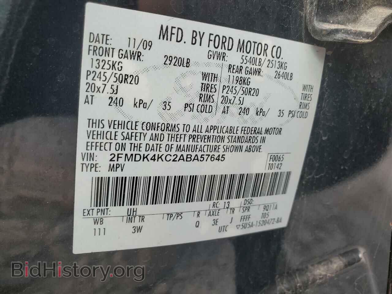 2010 FORD EDGE - VIN: 2FMDK4KC2ABA57645 - Фото 12