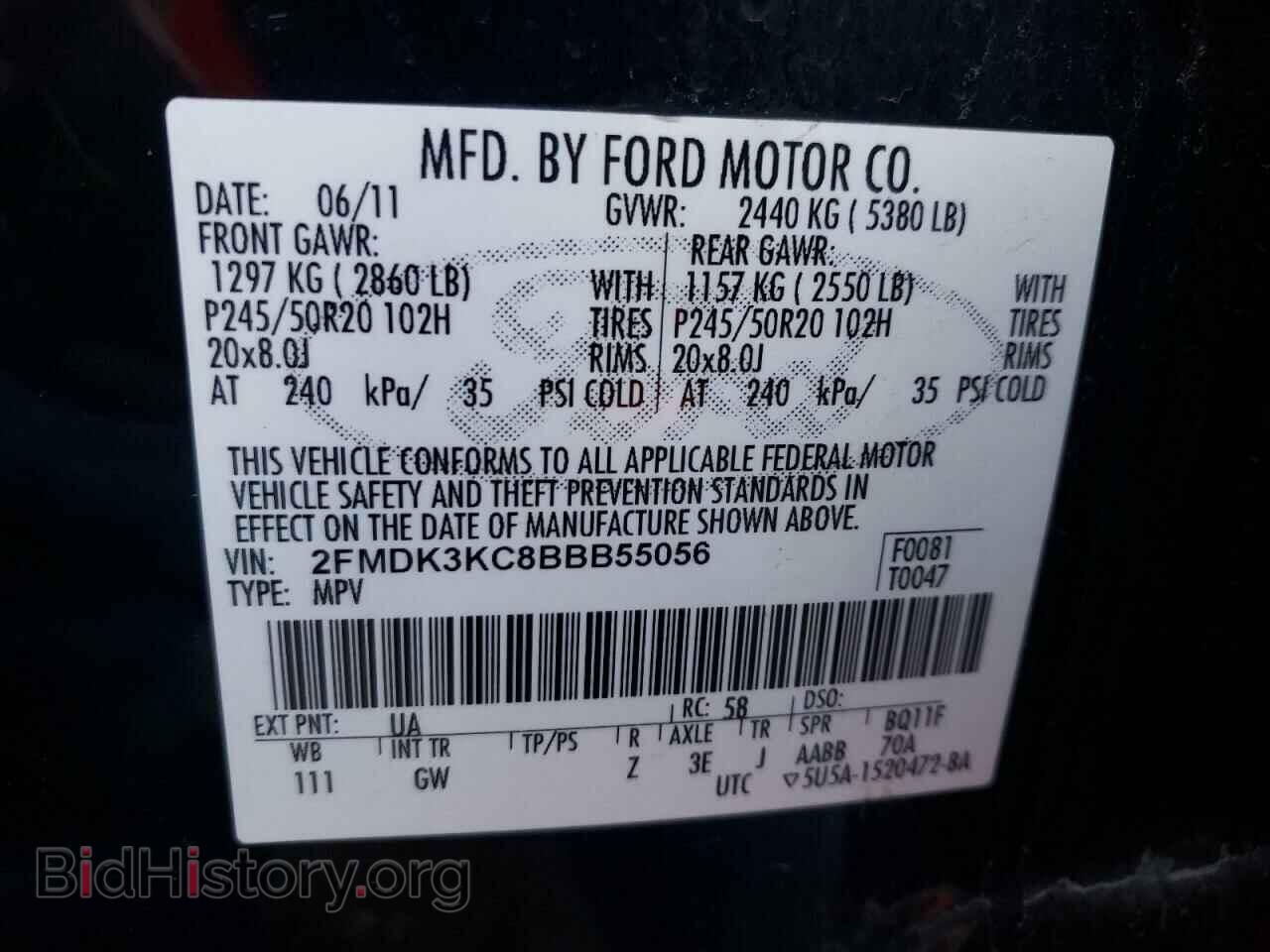 2011 FORD EDGE - VIN: 2FMDK3KC8BBB55056 - Фото 10