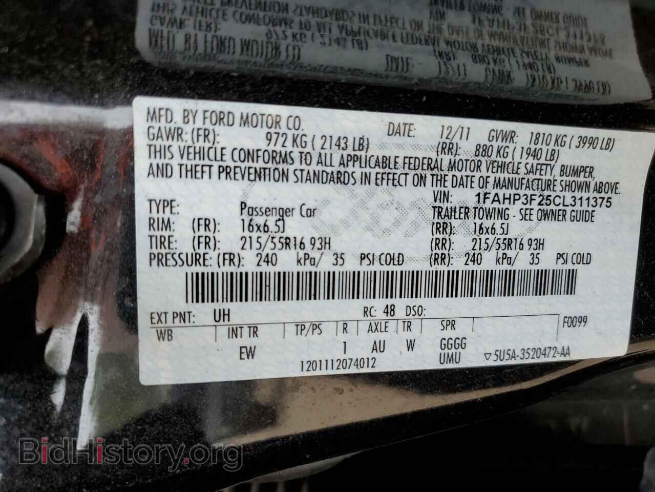 2012 FORD FOCUS - VIN: 1FAHP3F25CL311375 - Фото 12