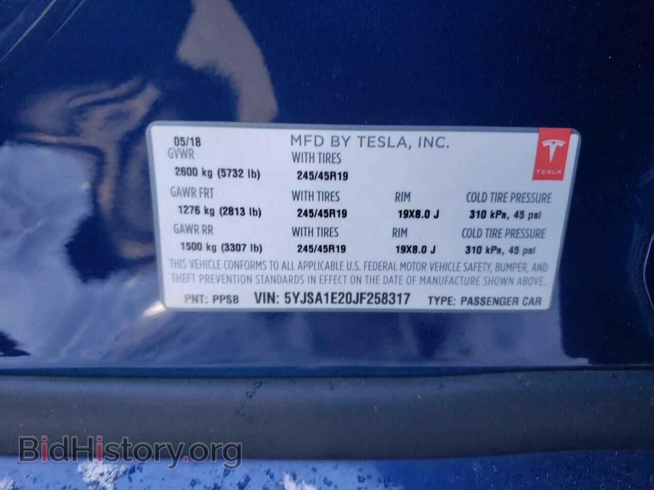 2018 TESLA MODEL S - VIN: 5YJSA1E20JF258317 - Photo 10