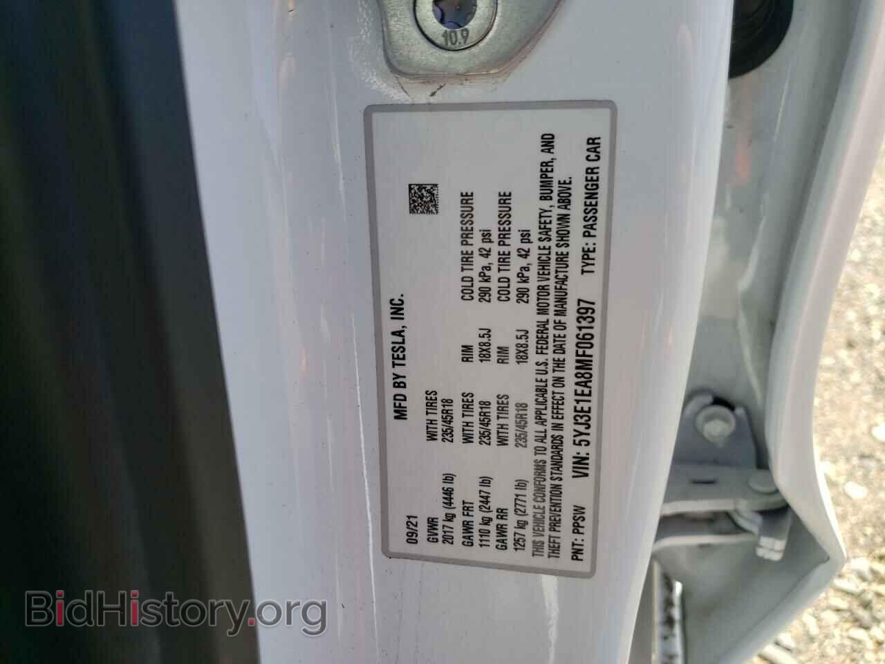 2021 TESLA MODEL 3 - VIN: 5YJ3E1EA8MF061397 - Фото 13