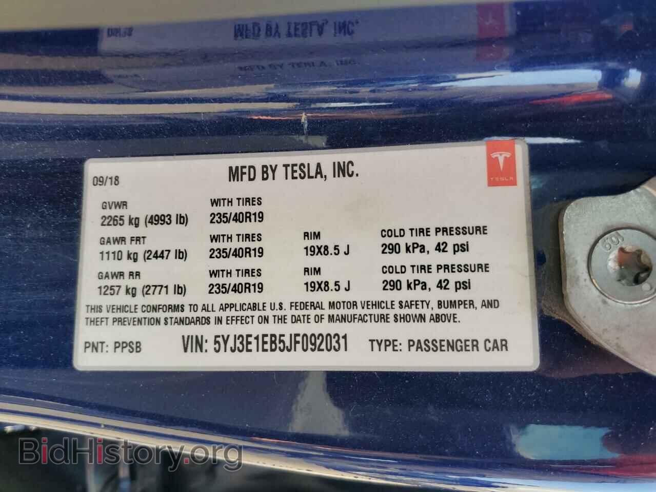 2018 TESLA MODEL 3 - VIN: 5YJ3E1EB5JF092031 - Фото 12