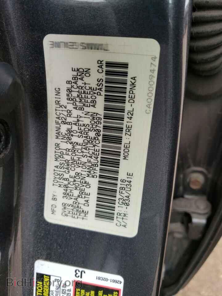 2012 TOYOTA COROLLA - VIN: 5YFBU4EE7CP007997 - Фото 12