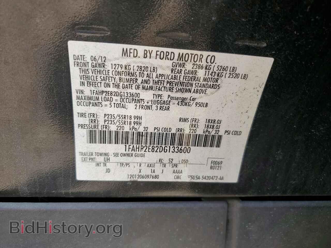 2013 FORD TAURUS - VIN: 1FAHP2E82DG133600 - Фото 12